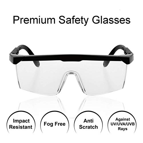 Safety Glasses Goggles Eye Protection, Adjustable Protective Anti-Fog Eyewear with Side Shield, Clear Lens Wrap-Around Full Frame Spectacles for Lab, Chemical, and Workplace Safety (12 Count) - Thumbnail 2