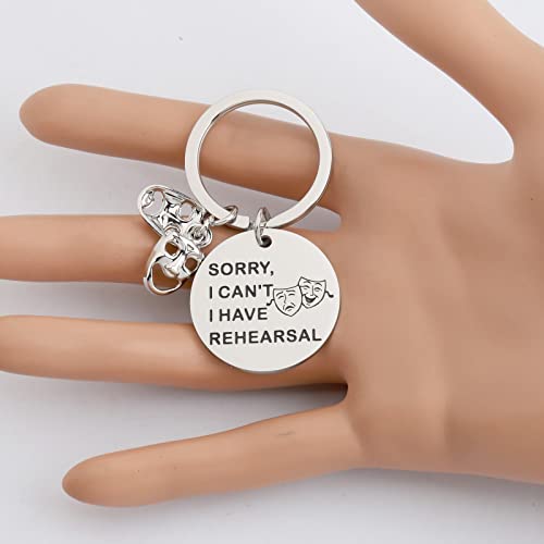 PLITI Theater Gift Drama Actor Actress Gift Gift Comedy Tragedy Masks Charm Sorry I Can't I Have Rehearsal Keychain4