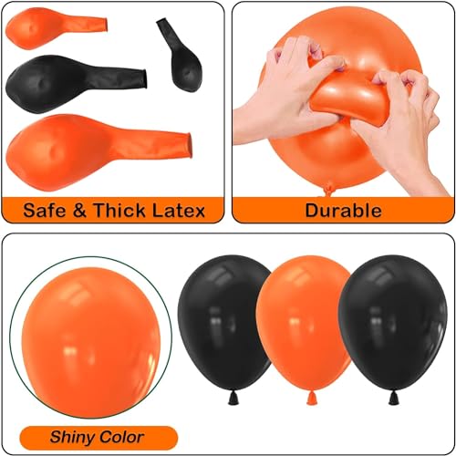 Image of Rozi Decoration Black and Orange Balloons Garland Decorations Items for Halloween Party Decor, Wedding, Baby Shower, Birthday Balloons Decoration Items Pack of 62 Pcs
