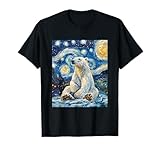 Cute Polar Bear Van Gogh Style Starry Night Funny Graphic T-Shirt