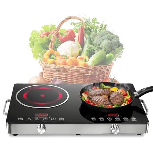 Doppelkochplatte 7800W Tragbar Infrarot - 2 Glaskeramik Kochfelder mit Touch & Knopf-Bedienung, Schnellkochfunktion, Leistungsvoreinstellungen - Kompaktes Kochfeld für Küche, Camping & Balkon – Bild 3