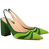 LEHOOR Women Rainbow Slingback Heels Pumps Shoes Suede Dress Sandals Pointed Closed Toe Elastic Ankl