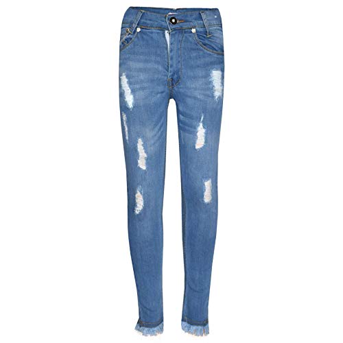 Kids Girls Skinny Stretchy Denim - Girls Jeans Ripped GJ01 Light Blue 13-14