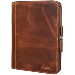 Maletas Porta Documentos STILORD 'Ferris' Portafolio Cuero A4 Vintage XL Carpeta para Documentos Funda de Portátil 13,3' Pulgadas Porta Documentos de Cuero Carpeta Conferencia Piel Genuina, Color:Kara - Cognac