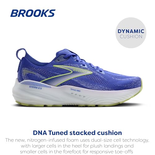 Brooks Women’s Glycerin GTS 22 Supportive Running Shoe - Amparo Blue/Hyper Iris/Yellow - 10.5 Medium