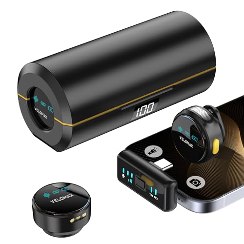 Image of VELOMAX ANC Noise Cancellation Wireless Microphone for Youtubers - Wireless Mic with a Portable Charging Case Offering 40 Hours of Battery lLfe - Mic Wireless for Video Shooting, Online Teaching