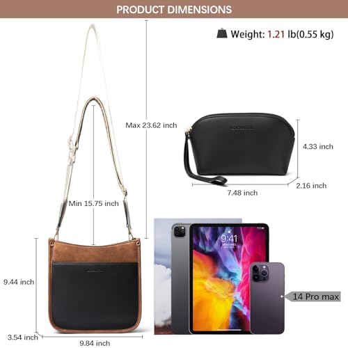 BOSTANTEN Crossbody Bags for Women Trendy Vegan Leather Hobo Handbags Fashion Shoulder Purse with Adjustable Guitar Strap3