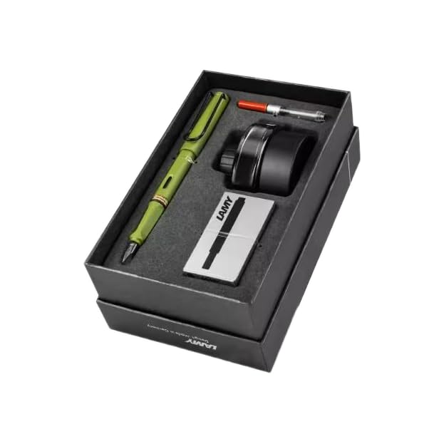 Movni Fountain Pen Gift Set EF F Nib Converter Ink Matte Green with Case
