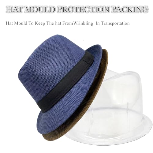Image of 2 Pack Straw Fedora Hats for Men and Women, Short Brim Summer Beach hat, Trilby Panama Sun Hats.