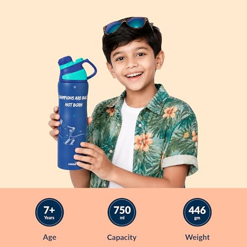 Image of Rabitat ZYLO Max Insulated Water Bottle for School Kids 750ml | Steel Water Bottle for Kids | Kids Water Bottle | 2 Year Brand Warranty | Hot & Cold Upto 24 Hours | School, Gym, Outdoor PowerPlay