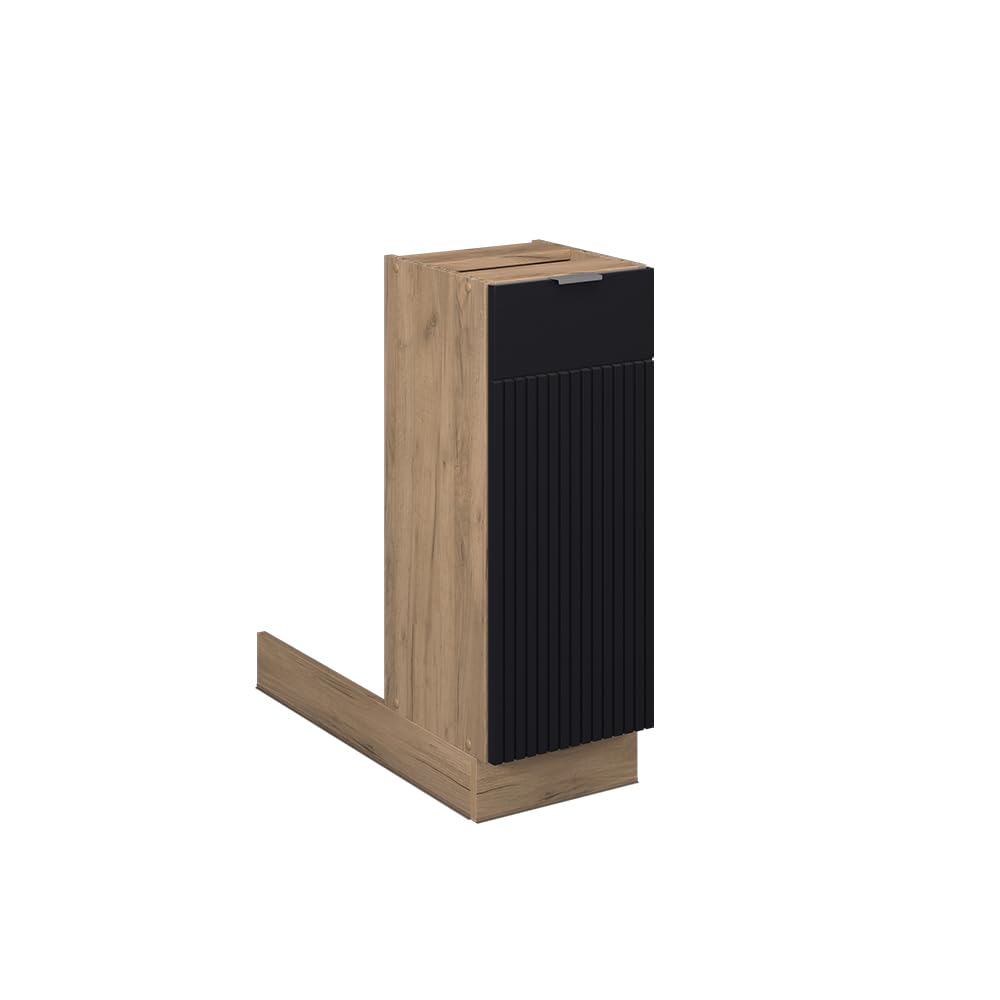 Vicco Kitchen island Fame-Line, Black striped, 30 cm without worktop, for flexible combination with other Fame-Line modules