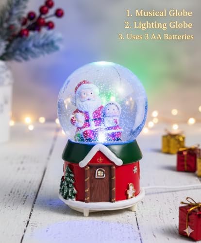 Image of Delightful Santa Claus Toy Christmas Ball| Musical Snow Shower Globe | Animated Plush Christmas Decoration | Animated Jolly Santa Figurine | House | PoPo Toys