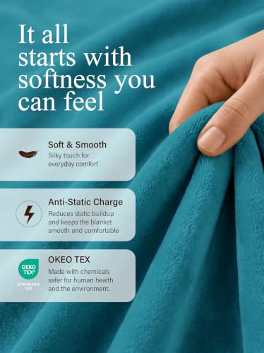 Image of Utopia Bedding Soft Fleece Bed Blanket Twin Size Turquoise (90x66 Inch)