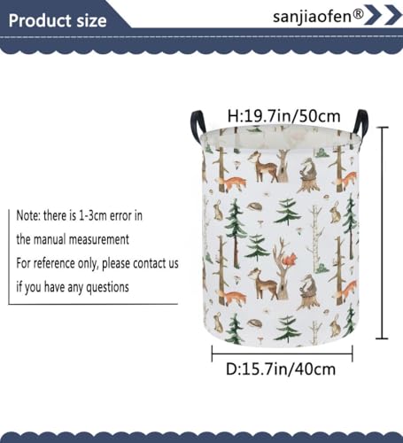 Image of Kids Laundry Hamper,Animal Laundry Basket Collapsible Woodland Storage Baskets for Home Decor,Office,Home Organizer,(Woodland animal