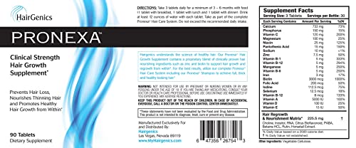 Pronexa by Hairgenics Hair Growth Supplement Prevents Hair Loss and Thinning, Nourishes Hair, and Helps Regrow Hair with Biotin and Natural DHT Blockers.