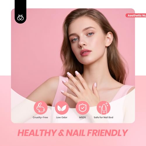 Image of Beetles Nude Gel Nail Polish Set - 6 Colors Pink Jelly Gel Polish Kit Neutral Shimmer Translucent Sheer Gel Soak off Uv Nail Concealer French Nail Art Manicure Gift for Women