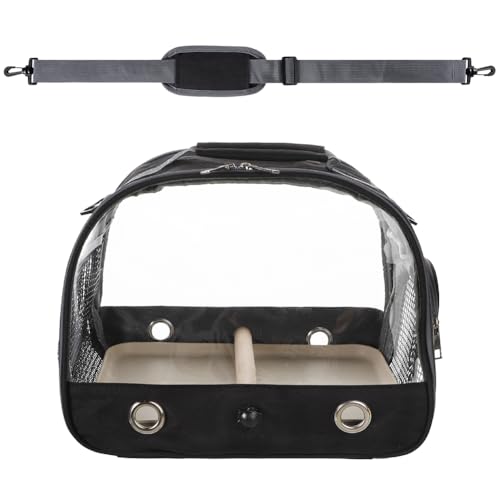 Image of Small Bird Travel Carrier Cage Portable Bird Parrot Parakeet Cockatiel Travel Carrier Bag Lightweight Birds Backpack with Standing Perch and Stainless Tray for Vet Visit Side Access Window