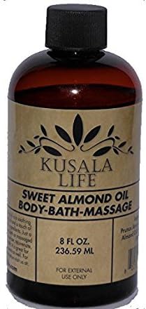 Kusala Life Sweet Almond Oil - NON GMO - Kosher 100% Pure and Natural Moisturizing Oil for Skin, Face, Hair and Nails -Smooth Massage Oil and Great Carrier Oil - 8 Oz