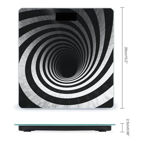 Báscula digital de baño con diseño espiral en negro y blanco miniatura 2