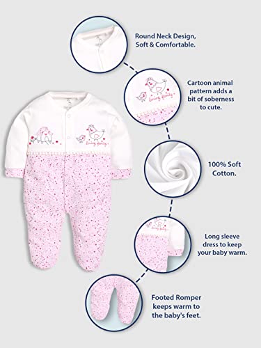 Image of BABY GO 0-3M /3-6M Full Sleeve 100% Soft Cotton Romper /jumpsuit /Sleepsuit /Nightsuit /Infant Wear /Clothes for New Born Baby Girls