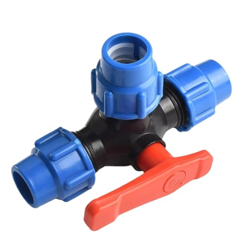 Válvula de bola PE de 3 vías con conexión de 25mm para regular flujo 6