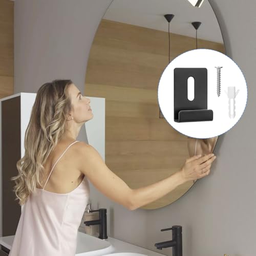Image of 12 Pack Metal Mirror Clips for Wall Mounting, Wide Channel Mirror Hanging Hardware Kit, Heavy Duty Mirror Holder Clips with Screws, Mirror Brackets for Wall Mounting Frameless Mirror Billboard (Black)