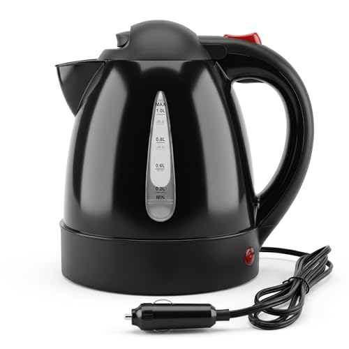 Luqeeg tetera eléctrica para automóvil 1L con apagado automático miniatura 1