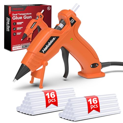 Hot Glue Gun Dual Temp with 32 Glue Sticks Quick Preheat Hot Glue Gun Two Temperatures for DIY School Craft and Home Repairs (Orange)