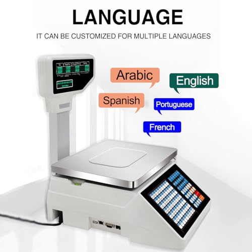 Electronic Price Computing Scale with Thermal Label Printer, 30kg Capacity, Pole Display for Retail Outlet, Food & Meat Shops,Machine