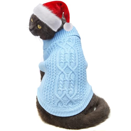 Stretchy Cat Sweater, 17 Colors, 6 Sizes, Blue, Medium
