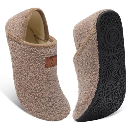Image of Fires Womens Mens Slippers with Rubber Sole Soft-Lightweight House Slipper Socks Around House Shoes Non Slip Indoor /Outdoor
