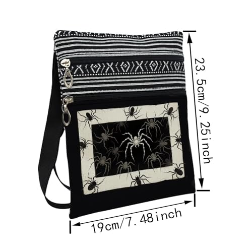 Gothic Spider Messenger Bag Small Ethnic Pattern Adjustable Strap Crossbody Zipper Pouch Gothic Spider Phone Organizer Wallet Cute Shoulder Handbag for Women Friends-32