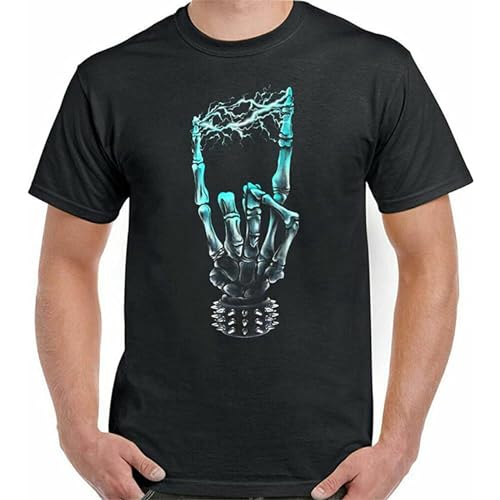 Rock T-Shirt Electric Music Mens Skull Guitar Biker Heavy Death Metal Motorbike Size XL