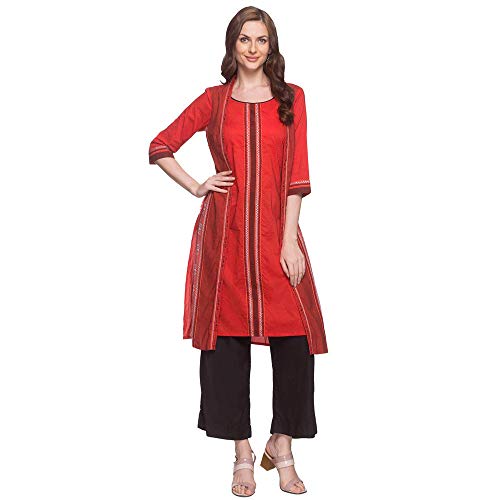 Image of Aurelia Womens Round Neck Embroidered Kurta