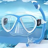 Findway シュノーケル 子供 シュノーケリング シュノーケル マスク キッズ 2点セット 潜水メガネ 水中メガネ ソフトシリコン 強化ガラス 製着脱簡単 UVカット/曇り防止/水漏れ防止/抗菌 初心者向け ゴーグル 子供 男女兼用 適用3-14歳 男の子 女の子