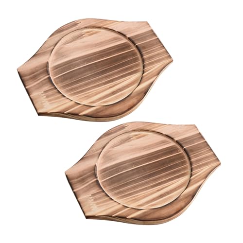 UPKOCH UPKOCH 2 Sets Korean Stone Bowl Wood Base, 9.4' Wooden Trivets for Hot Dishes (Fits 6-inch...