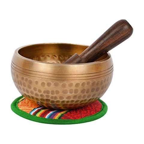 Tibetan Hand Hammered Meditation Singing Bowl with Ethnic bag. For Mindfulness, Relaxation & Healing (Ham-Small) (B66) Cover