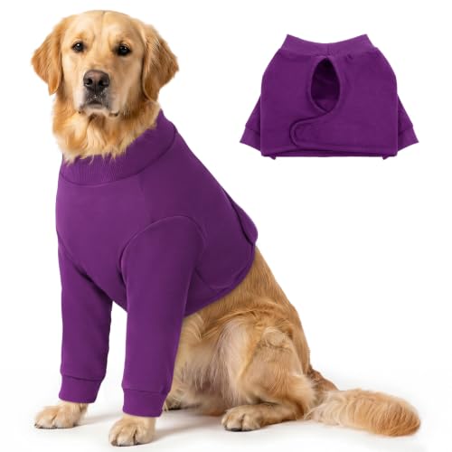 Image of Queenmore Recovery Sleeve for Dogs Front Leg, Adjustable Dog Recovery Suit for Front Legs, Breathable Suitical Recovery Sleeve for Large Breeds, Purple, L
