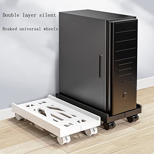 Soporte móvil para CPU ajustable en ancho, con 4 ruedas caster, para torre de computadora, ideal para PC gamer (Negro, 40 × 22–35 × 7 cm) miniatura 3