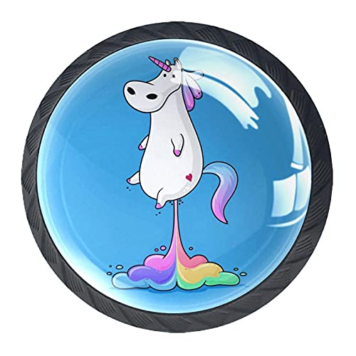 Boutons de placard licorne au design multicolore rigolo - 3