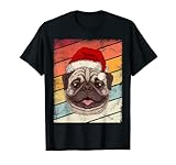 Photo Gallery vintage pug santa hat retro grafico regalo bambini, gioventù maglietta Photo Gallery vintage pug santa hat retro grafico regalo bambini, gioventù maglietta