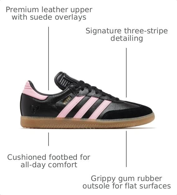 Image of adidas Originals Lionel Messi x Samba Men's Shoes, Core Black /Gold Metallic /Gum, Size 11.5