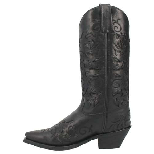 Laredo Black Night Sky Women's 12 inch Leather Snip Toe Western Boots 524503