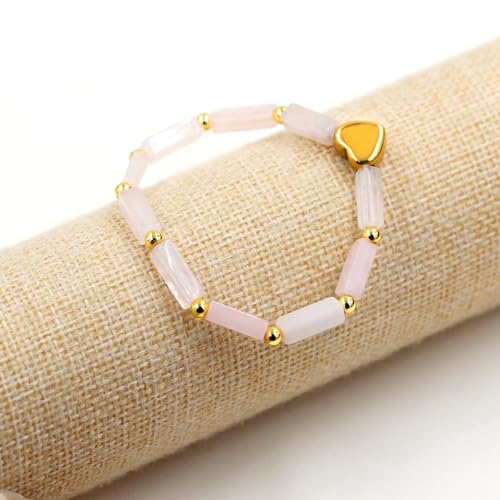 Image of Cuboid Love Elastic Bracelet, Crystal Energy Stone Anxiety Relief Yoga Jewelry for Women Male (Heart-shaped Charm Can Be Customized Name)