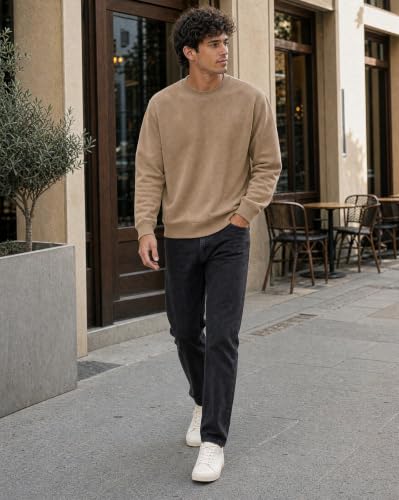 Image of Nobero Sweatshirts for Man Stylish | 280 GSM Rich Cotton Fleece Solid Regular Fit Full Sleeve Sweatshirt for Men | Stylish Casual Wear Winter Crew Neck Sweatshirt for Men