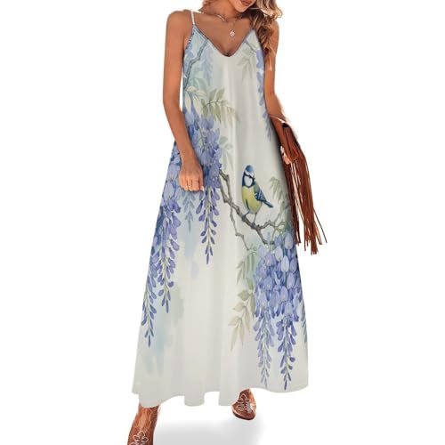 Robe maxi d'été bohème couleur beige fluide et longue à bretelles