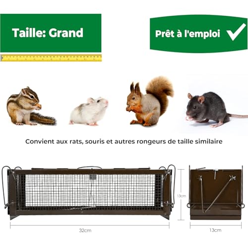 Piège à rats XXL avec cage ajustable no kill RatzFatz réutilisable