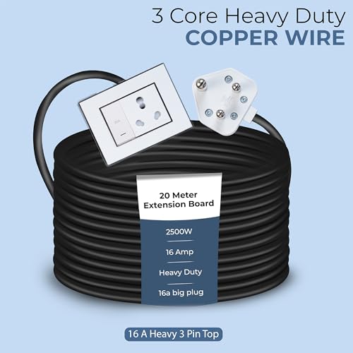 Image of Extension Board Heavy Duty Multi Socket 15A /16A /20 (2500 Watts 16A Big Plug and 20A Switch, 20 Meter)
