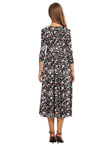 Image of HOTOUCH Women's 3 /4 Sleeve A-line and Flare Midi Long Dress