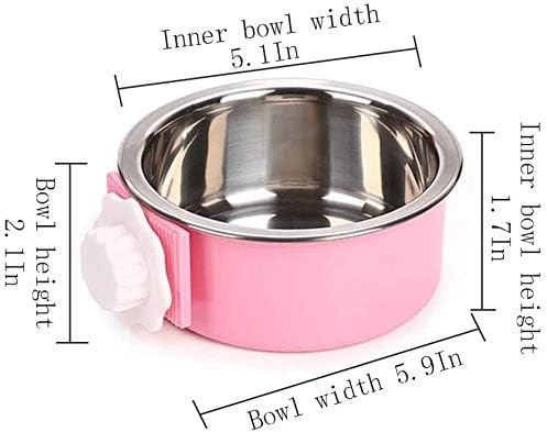 PINVNBY Crate Dog Bowl Removable Hanging Pet Cage Stainless Steel Bowl Food Water Feeder Coop Cup for Cat Puppy Birds Rats Guinea Pigs 2 PCS